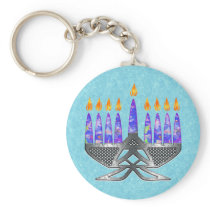 Metal Menorah Keychain