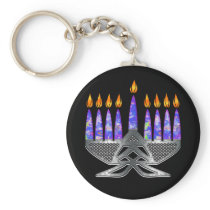 Metal Menorah Keychain