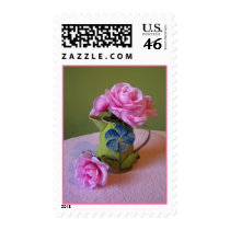 metal pitcher n flowers postage