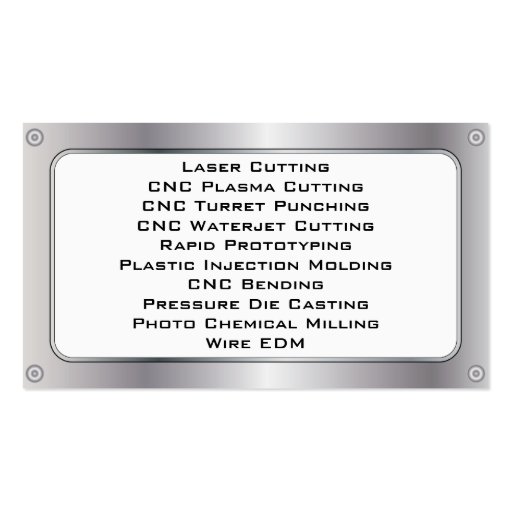 Metal Plate and Rivets - Silver Business Card Templates (back side)