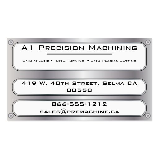 Metal Plate and Rivets - Silver Business Card Templates (front side)