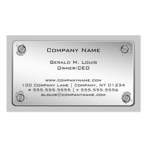Metal Plate Construction Business Cards (front side)
