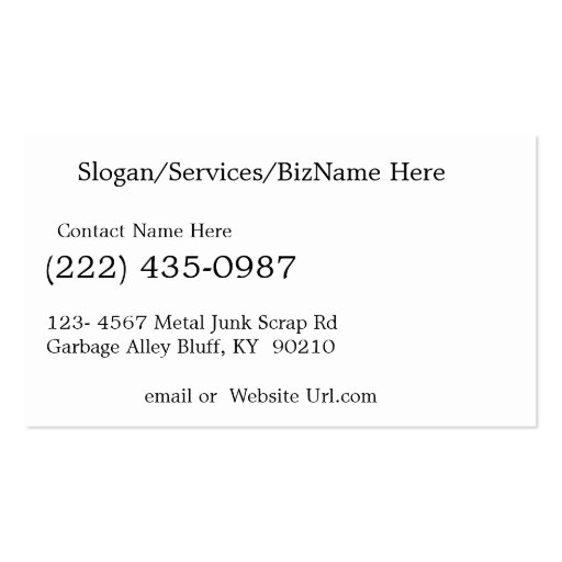 Metal Recycler Scrap - Rusted Pipe Business Card (back side)