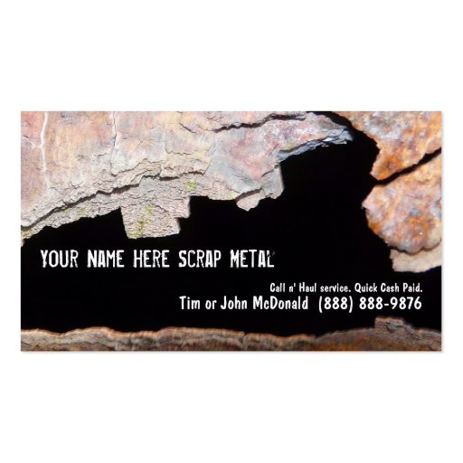 Metal Recycler Scrap - Rusted Pipe Business Card (front side)