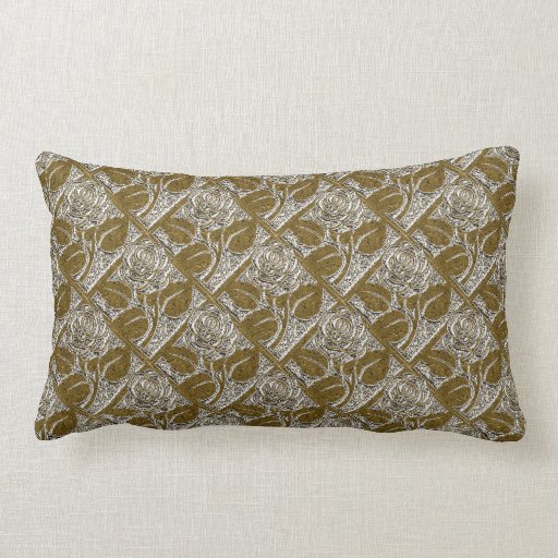 Metal Roses-01-Silver Gold-Lumbar Throw Pillow Zazzle