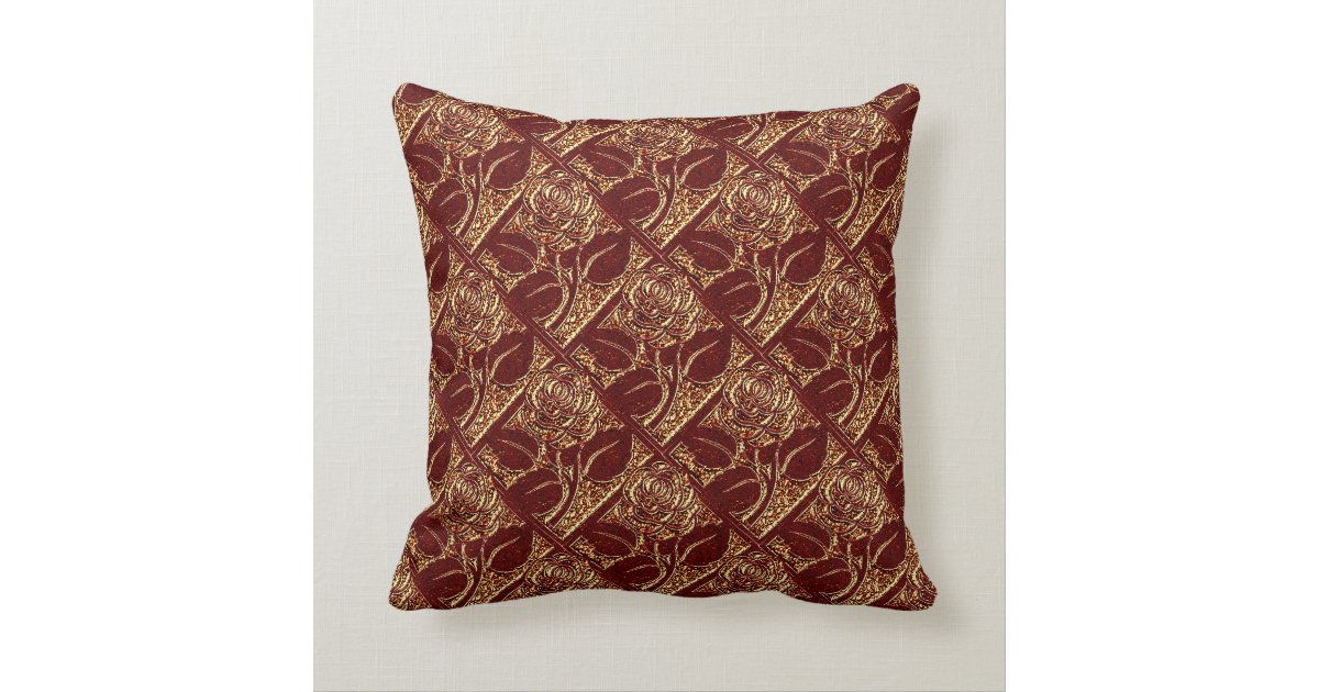 Metal Roses-04-Brick Red-Square Throw Pillow Zazzle