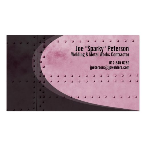 Metal Sheet Rivets Red Business Card (front side)