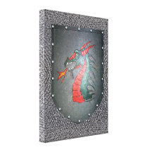Metal Shield Dragon Chainmail Gallery Wrapped Canvas