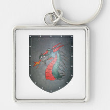 Metal Shield Dragon Key Chains