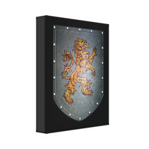 Metal Shield Lion Canvas Print