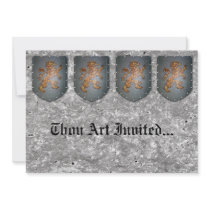 Metal Shield Lion Gray Stone Invite
