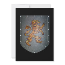 Metal Shield Lion personalize Personalized Invitations