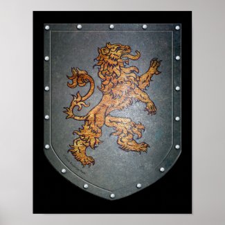 Metal Shield Lion Print
