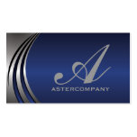Metal silver grey blue eye-catching, monogram business cards