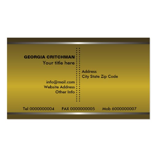 Metal silver grey, gold eye-catching monogram business card templates (back side)