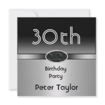 Metal Silver Mens 30th Birthday Man Custom Invitations