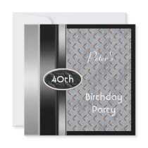 Metal Silver Mens 40th Birthday Bronze Man Custom Announcements
