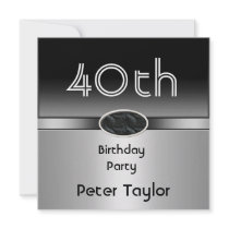 Metal Silver Mens 40th Birthday Man Announcement