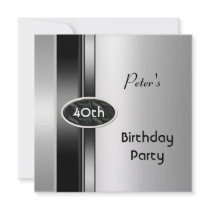 Metal Silver Mens 40th Birthday Party Man Announcement