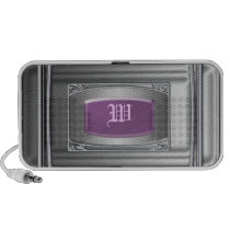Metal silver monogram desktop speakers