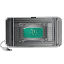 Metal silver monogram masculine desktop speakers