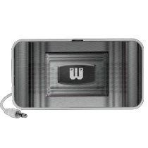 Metal silver monogram masculine desktop speakers