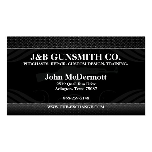 Metal Steel and Guns Gun Shop Business Cards (back side)