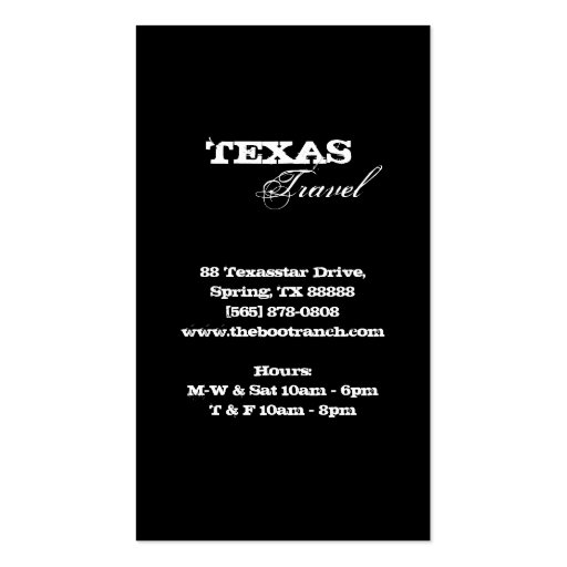 Metal Texas Star Business Card Vintage Rust (back side)