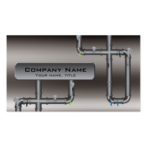 Metal Tubing Design Plumber Profile Card Business Card Template (front side)