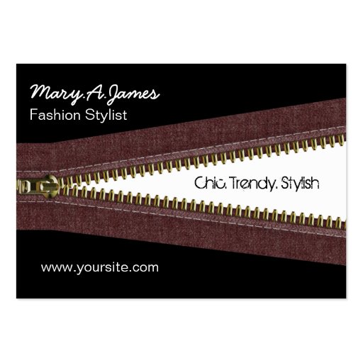 metal zipper fashion business card (front side)