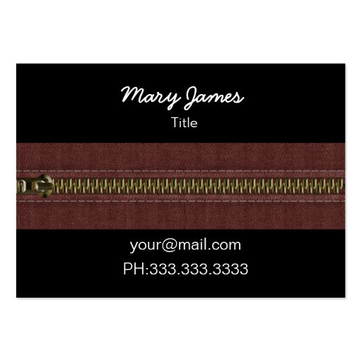 metal zipper fashion business card (back side)