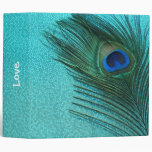 Metallic Aqua Blue Peacock Feather Binders