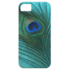 Metallic Aqua Blue Peacock Feather iPhone 5 Cases
