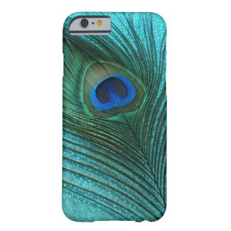 Metallic Aqua Blue Peacock Feather iPhone 6 Case