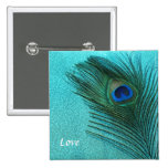 Metallic Aqua Blue Peacock Feather Pin