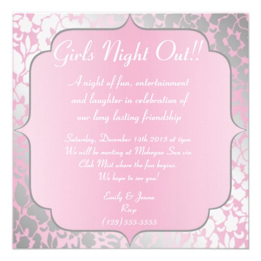 Metallic Baby Pink Girls Night Out  Invitation (front side)