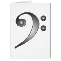 Metallic Bass Clef Greeting Cards