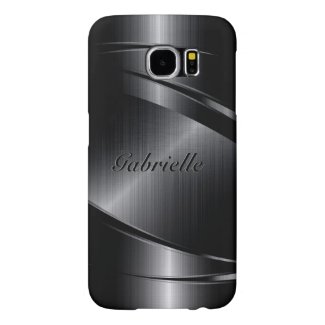 Metallic Black Design Brushed Aluminum Look Samsung Galaxy S6 Cases