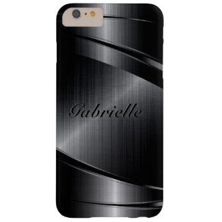 Metallic Black Design Brushed Aluminum Look Barely There iPhone 6 Plus Case