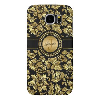 Metallic Black & Gold Vintage Damasks Monogram