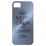 Metallic Blue Keep Calm And Carry On iPhone 5 Cover