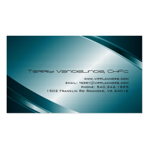 Metallic Blue-Stainless Steel look Business Card (back side)
