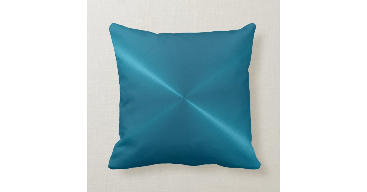 Metallic Blue Stainless Steel Metal Look Throw Pillow Zazzle