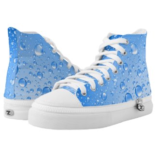 Metallic Blue Water Droplets Printed Shoes