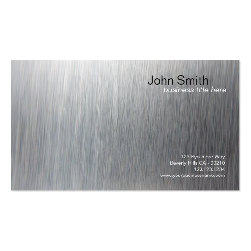 Metallic Brushed Metal Design Vertical Card Business Card (front side)