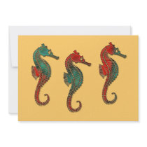 Metallic Christmas Seahorse Trio Custom Announcements