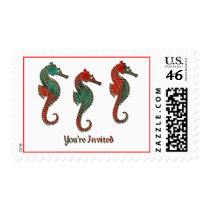 Metallic Christmas Seahorse Trio Stamps