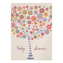 Metallic Circle Tree Custom Baby Shower Invitation
