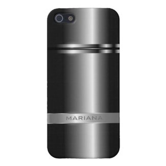 Metallic Dark Gray And Silver Stainless Steel Look iPhone 5 Covers