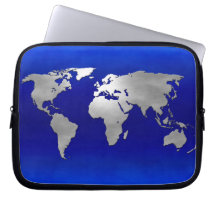 Metallic Earth Map Laptop Sleeves